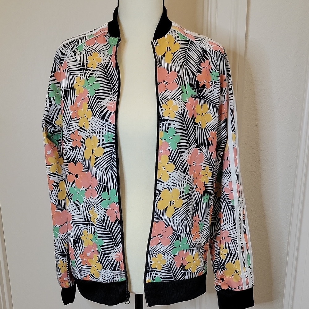 adidas Girls Multicolor Floral Superstar Track Jacket